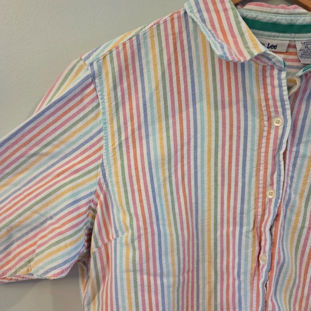 Womens Vintage 90s Ms. Lee Pastel Striped Button Down - Picture 5 of 7